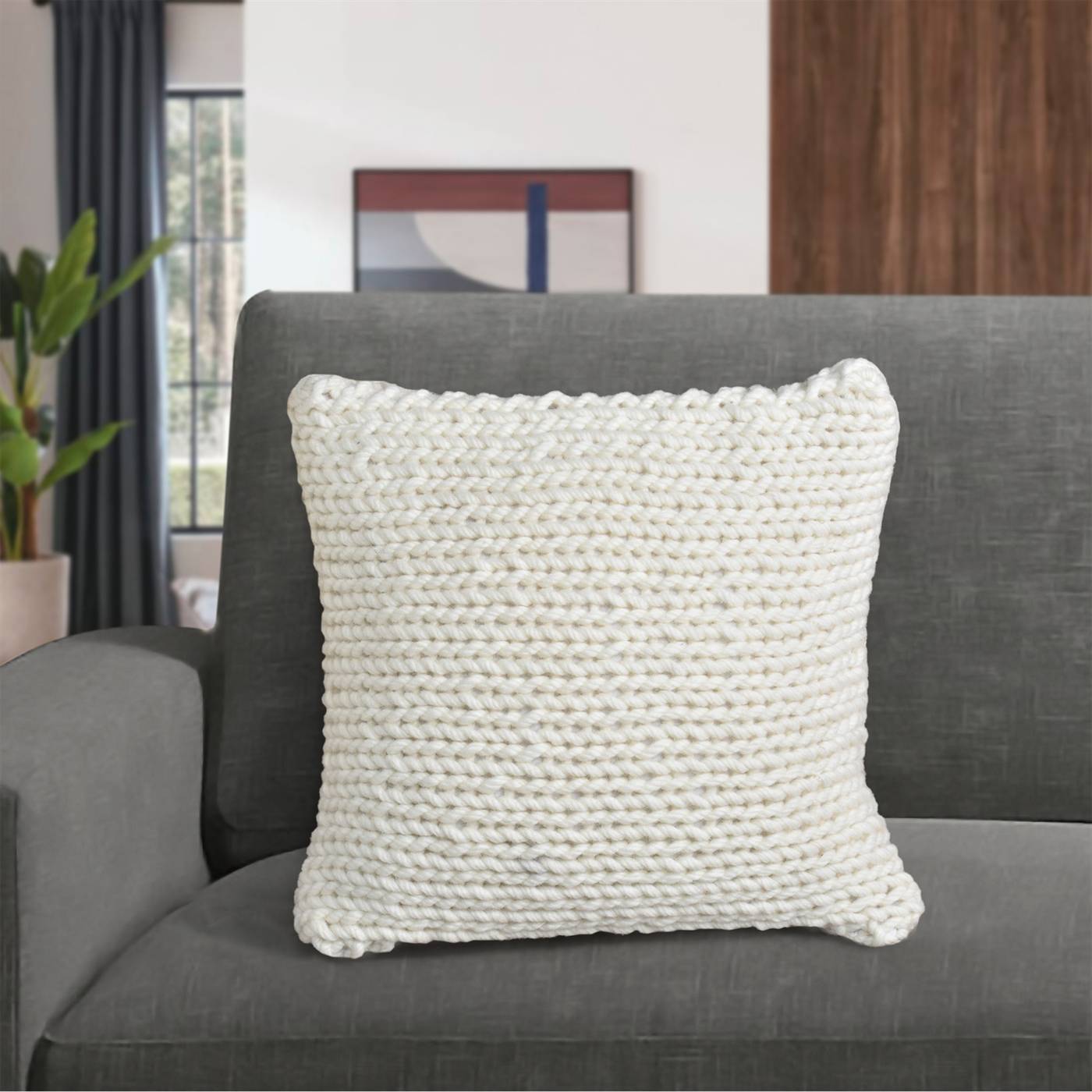 White store knitted cushion