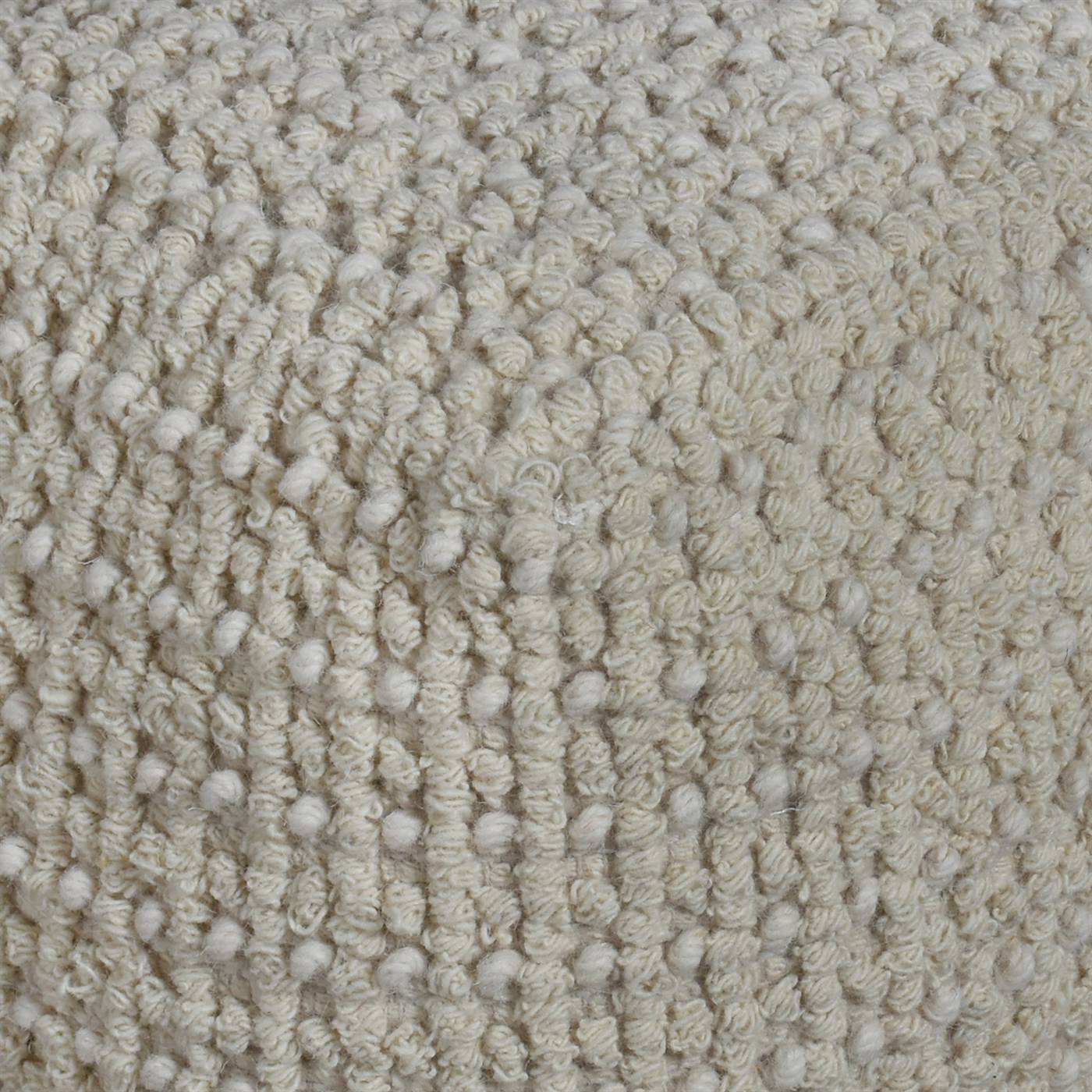 Armaga Pouf, 40x40x40 cm, Natural White, Wool, Hand Woven, Pitloom, All Loop