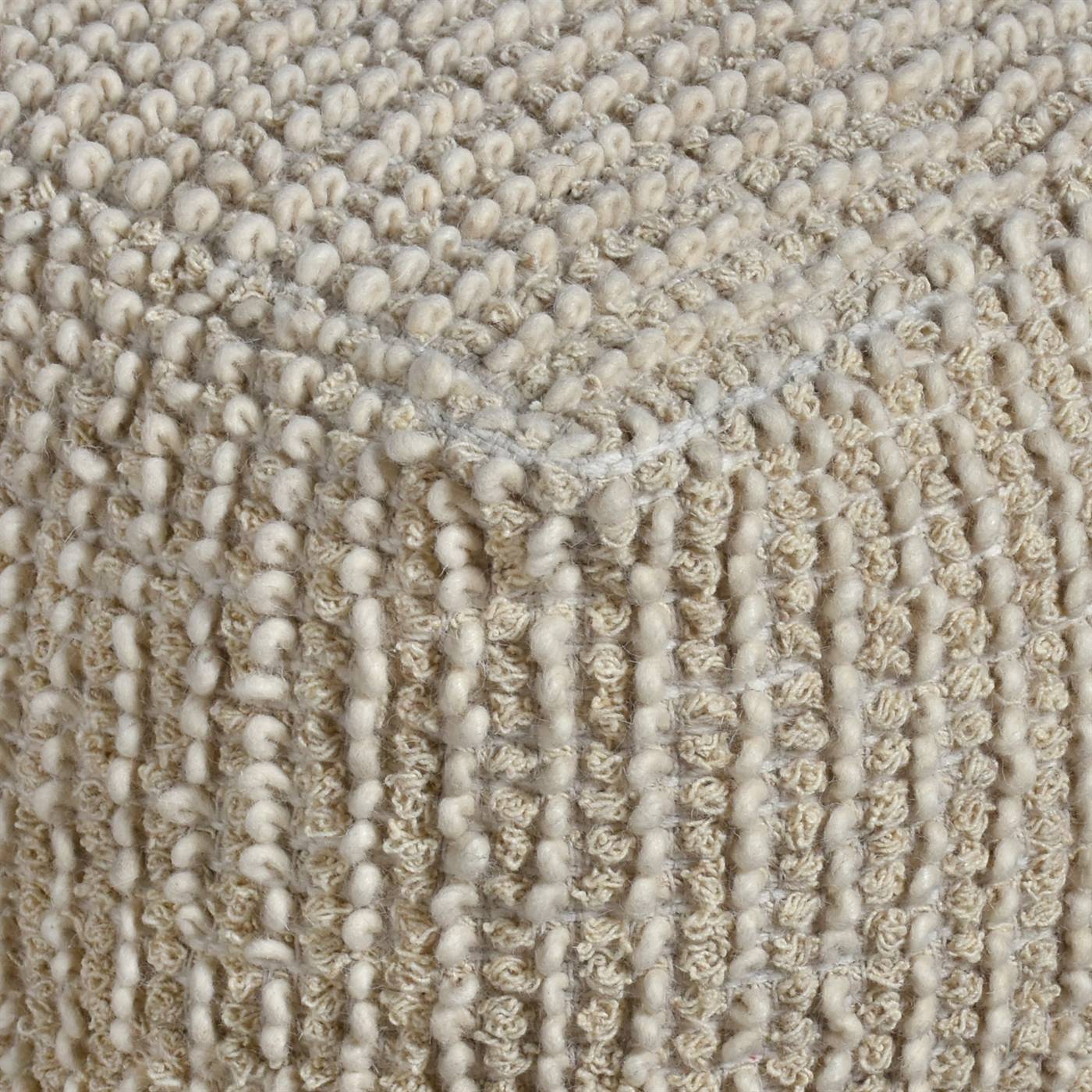 Avers Pouf, 40x40x40 cm, Natural White, Wool, Hand Woven, Pitloom, All Loop