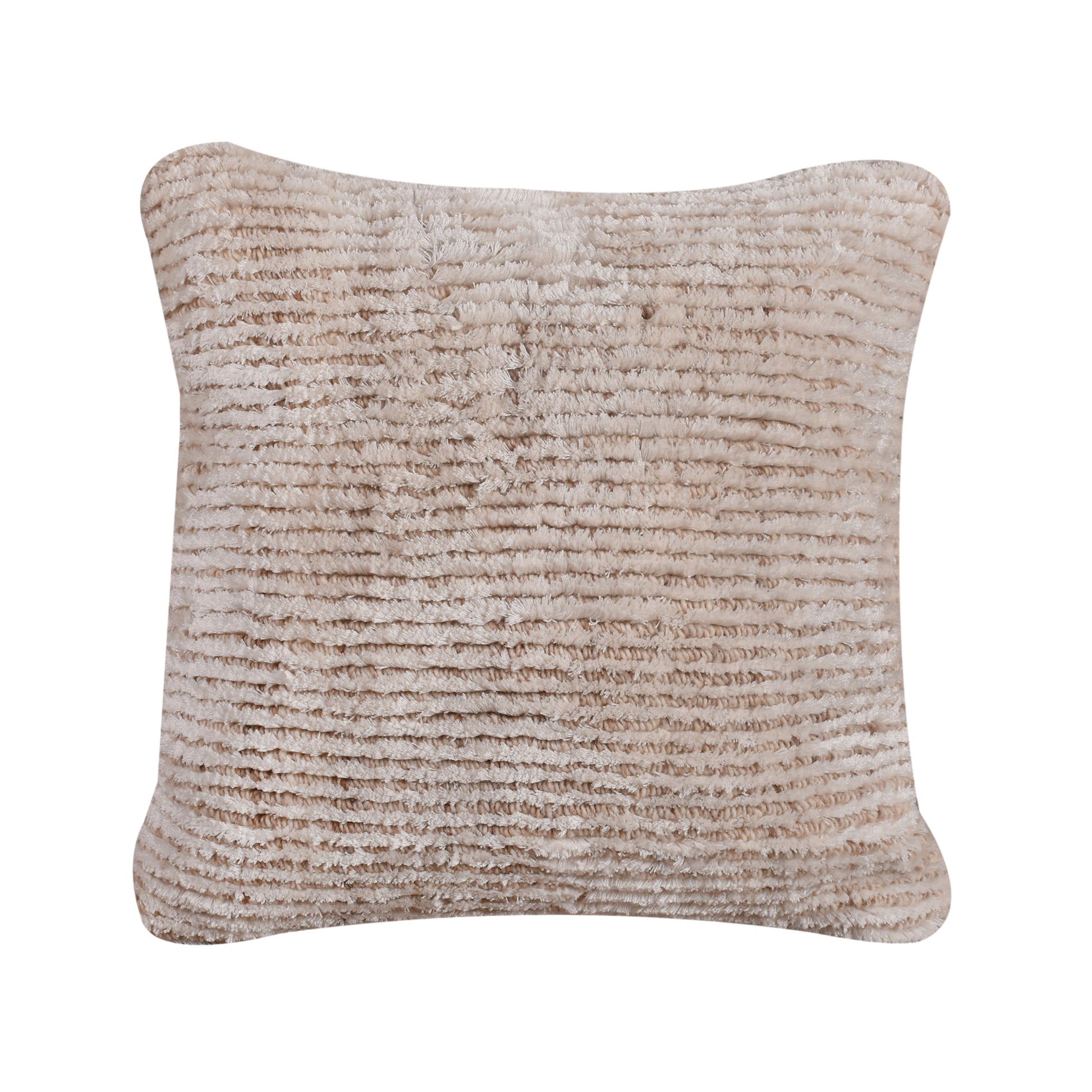 Bony Cushion, 45x45 cm, Natural White, Viscose, Wool, Hand Woven, Handwoven, Cut And Loop