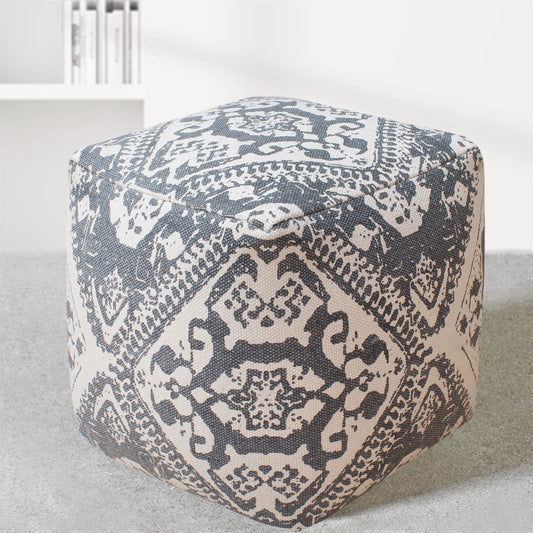 Datong Pouf, Cotton, Grey, Pitloom, Flat Weave