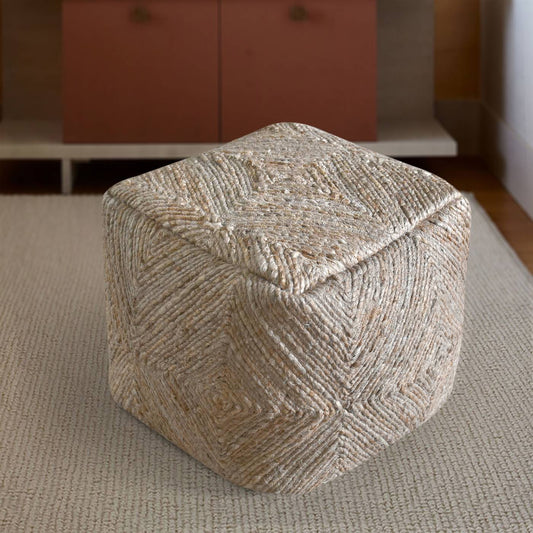 Ethnic-II Pouf, 40x40x40 cm, Natural, Jute, Hand Made, Hm Stitching, Flat Weave