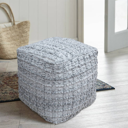 Henle Pouf, 40x40x40 cm, Grey, PET, Hand Woven, Pitloom, Flat Weave