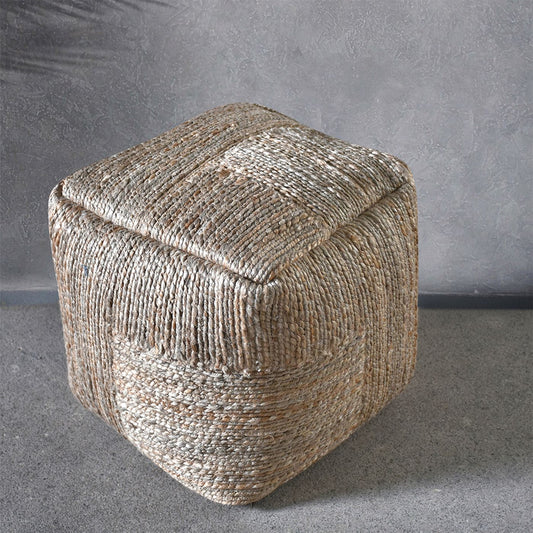 Jazzy-II Pouf, Jute, Natural, Hm Stitching, Flat Weave