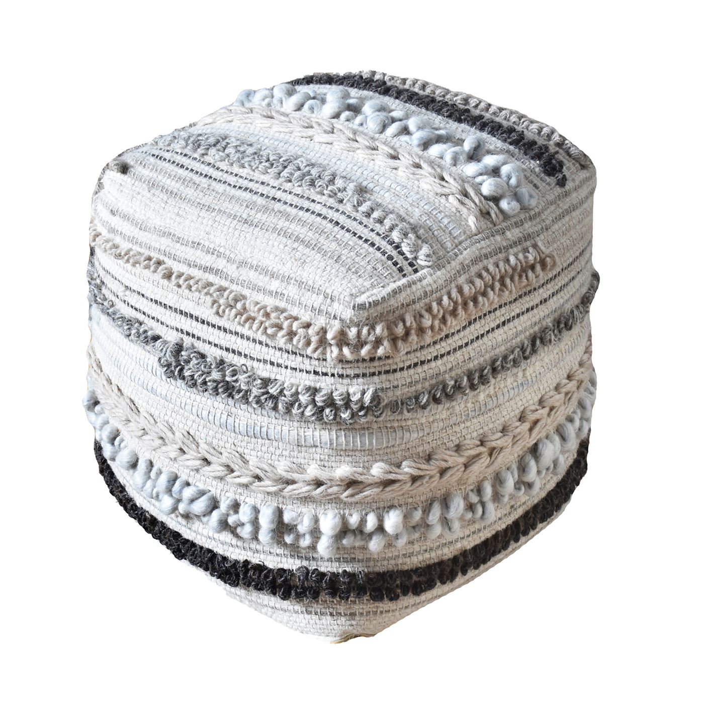 Makhfar Pouf, Wool, Natural, PITLOOM / ALL LOOP