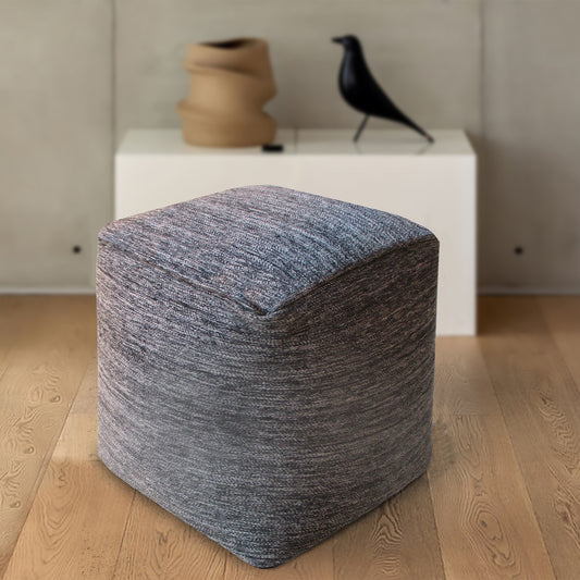 Portia Pouf, 40x40x40 cm, Dark Grey, Polypropylene, Jacquard Woven, Jaquard Durry, Flat Weave